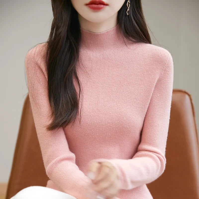thickened seamless one-piece garment women's half-high collar