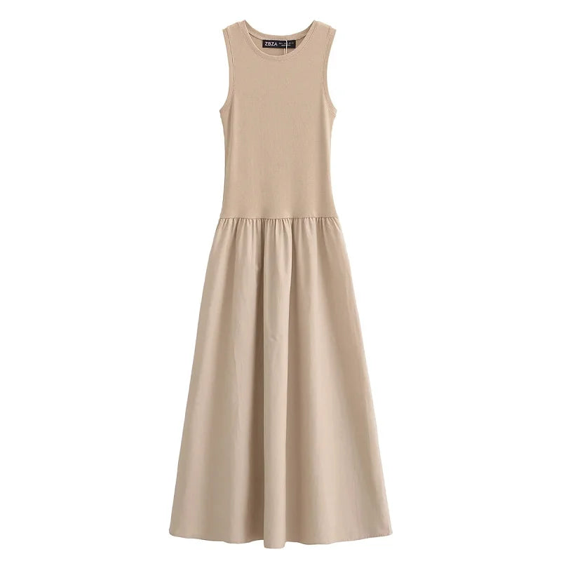 HXAO kaki robes longues élégantes 2025 femmes printemps sans manches robes noires mode décontracté fête Y2k robe robes pour femme