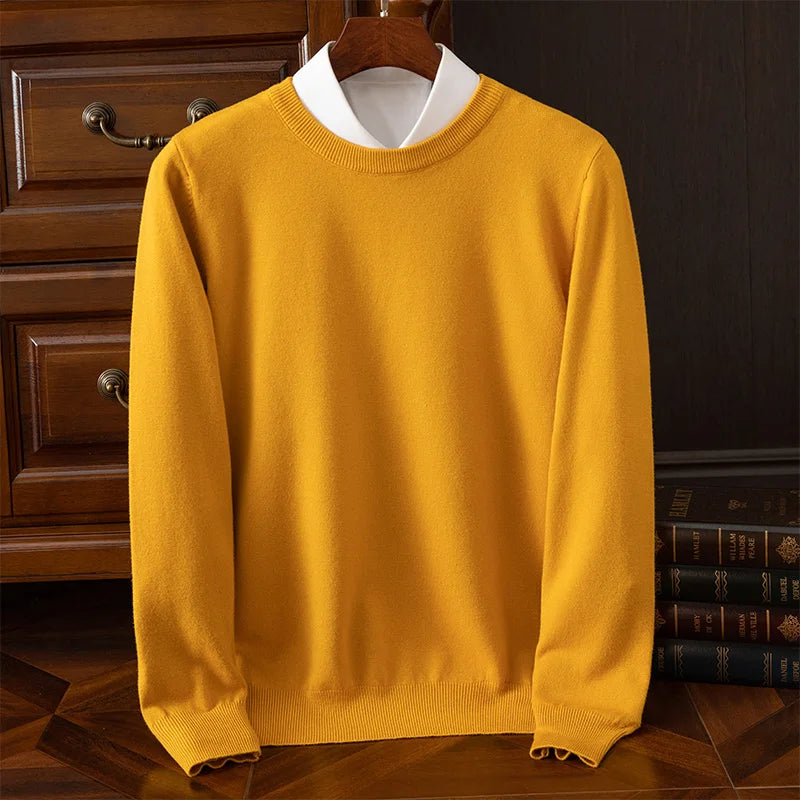 Pull en laine mérinos à col rond pour homme