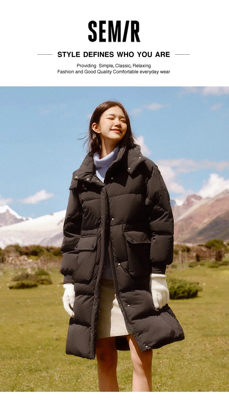 Semir vers le bas manteau femmes longue trois résistant coupe-vent chaud 2025 hiver nouvelle veste polyvalente à capuche ample