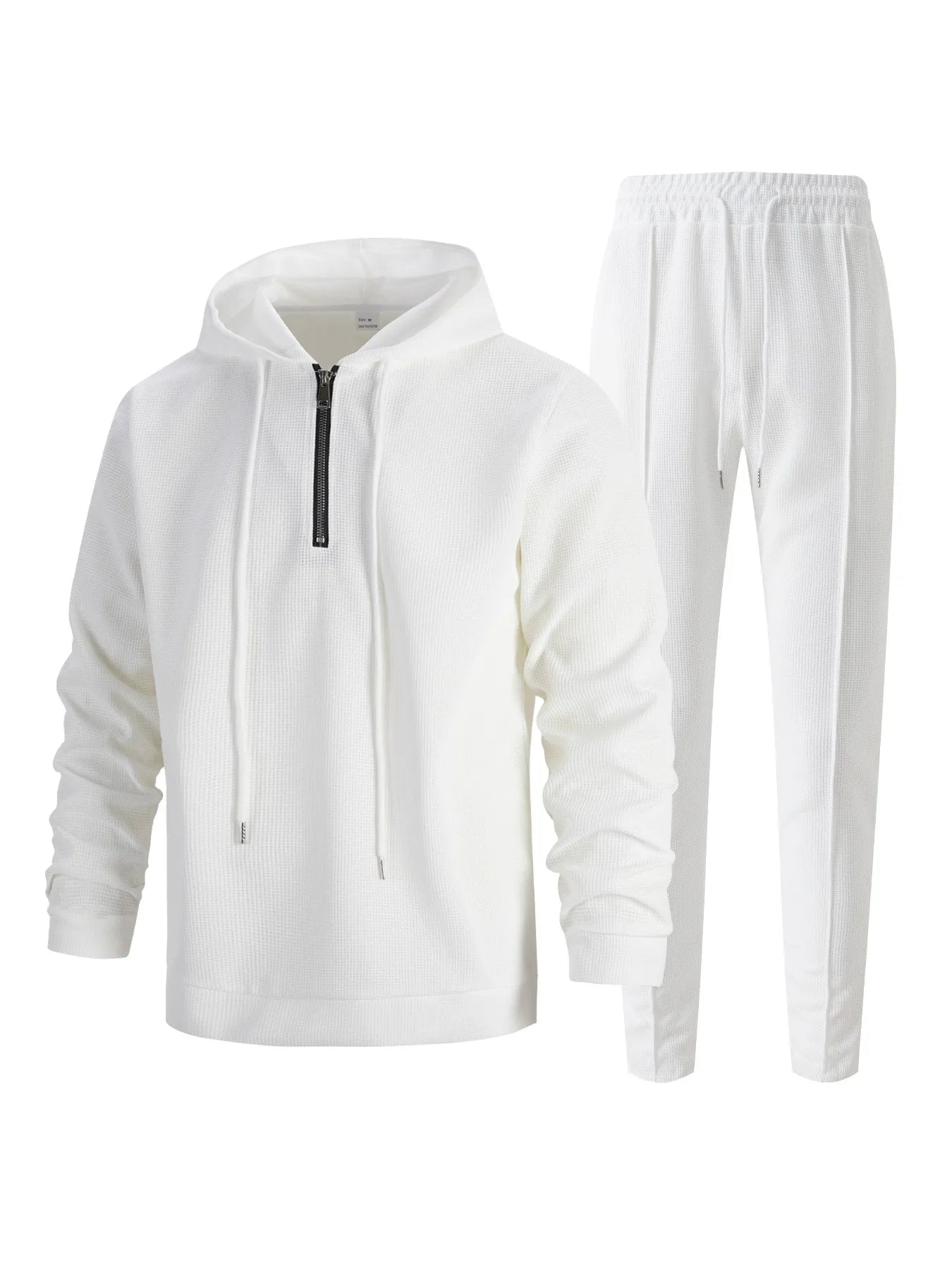 Ensemble pull et pantalon à manches longues pour hommes, gaufré, couleur unie, à capuche, demi-zip, cordon de serrage, nouvelle collection automne