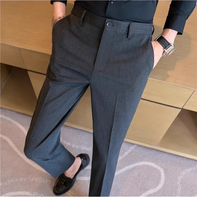 High End Elastic Waistband Suit Pants for Men