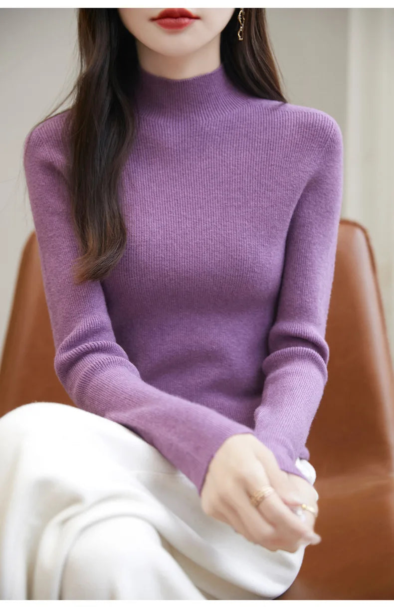 thickened seamless one-piece garment women's half-high collar