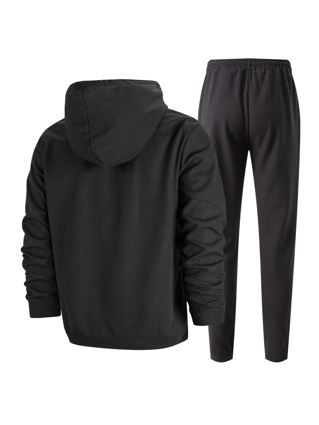 Ensemble pull et pantalon à manches longues pour hommes, gaufré, couleur unie, à capuche, demi-zip, cordon de serrage, nouvelle collection automne