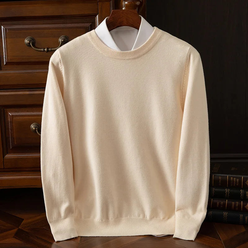Pull en laine mérinos à col rond pour homme