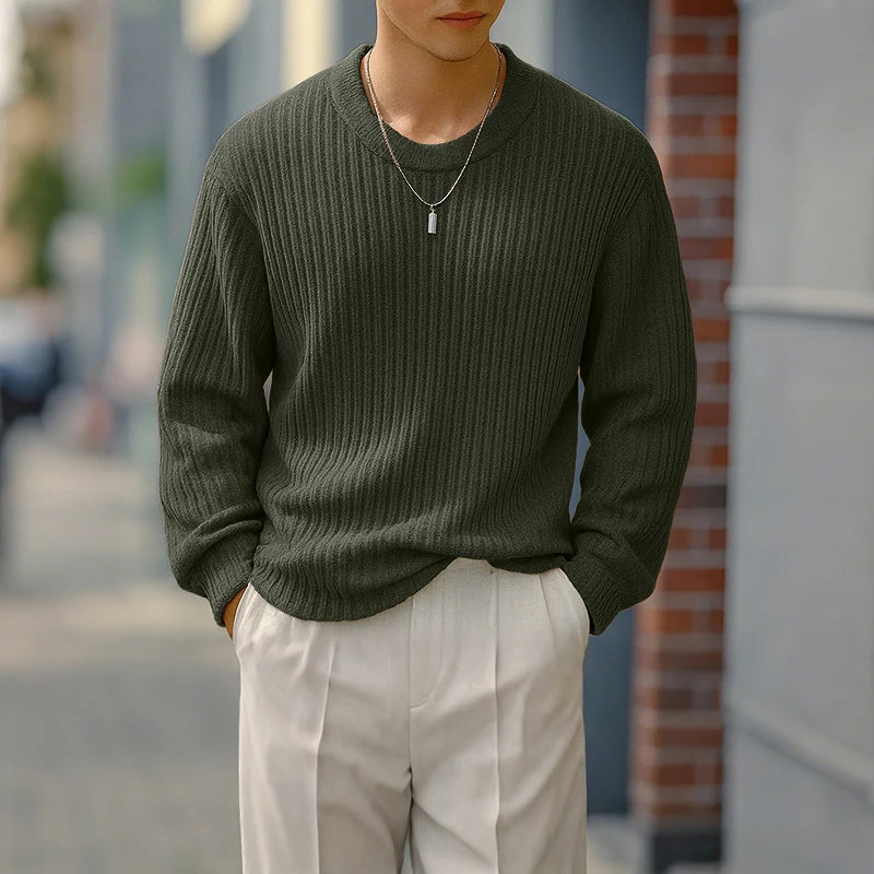 INCERUN hommes pull couleur unie tricoté
