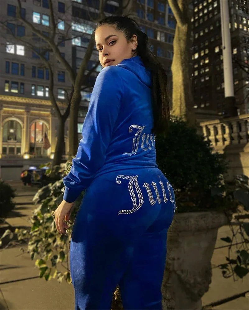 Ensemble deux pièces à capuche pour femme Y2K Jogging automne hiver survêtement pantalon confortable veste à manches longues manteau et pantalon ensembles décontractés