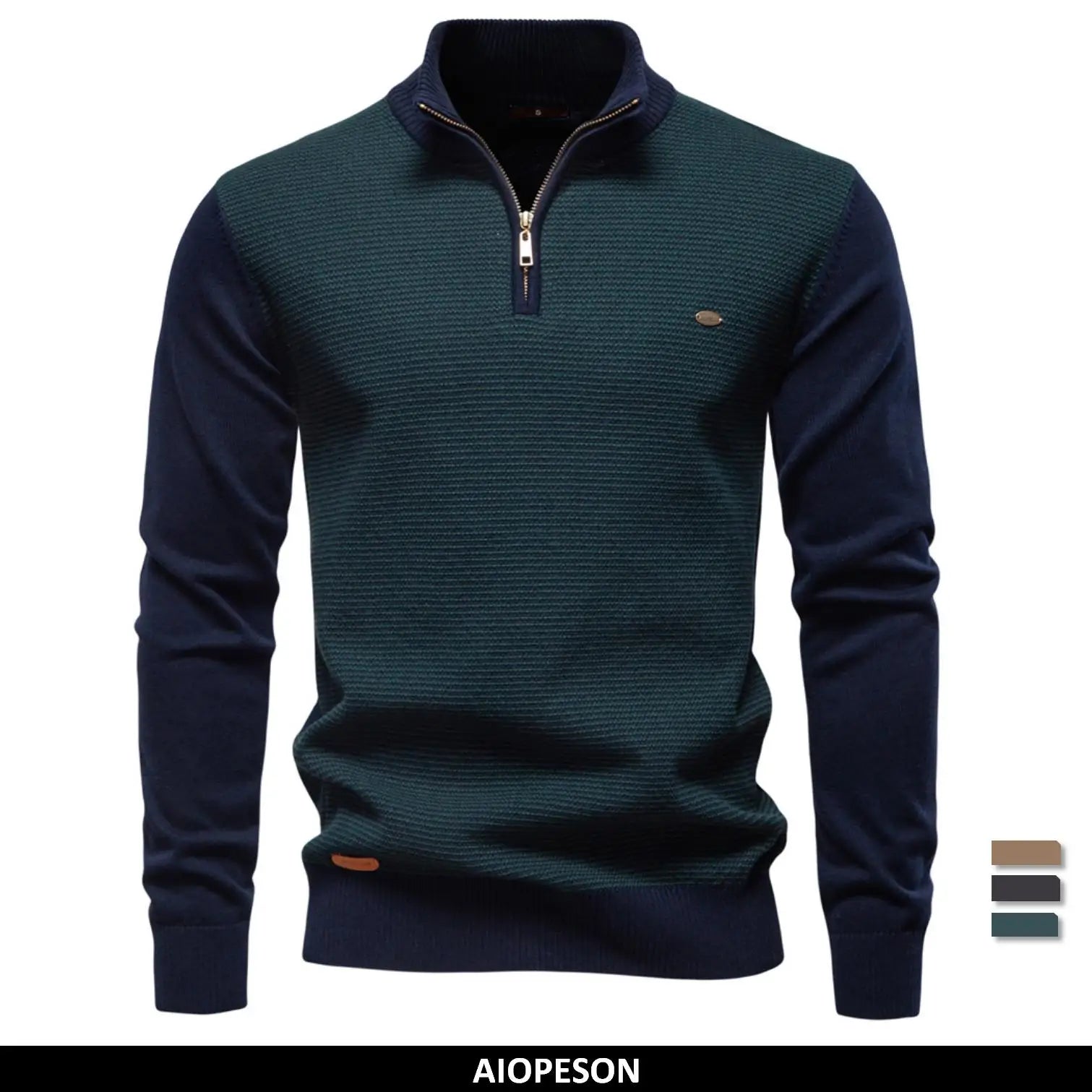 AIOPESON hommes rayé pull couleur unie