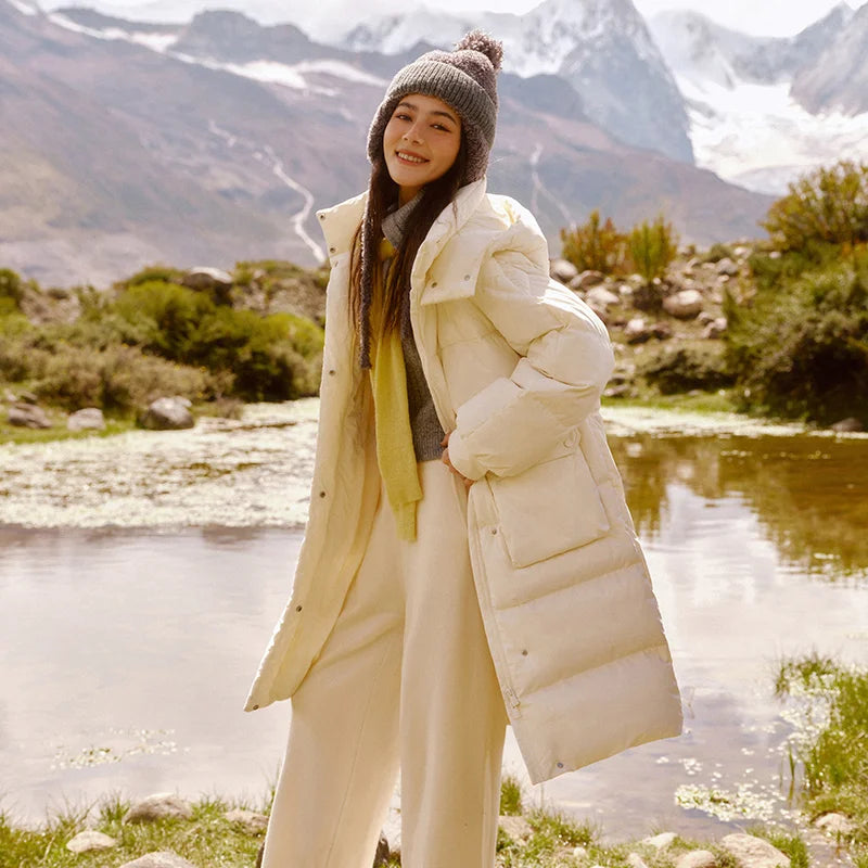 Semir vers le bas manteau femmes longue trois résistant coupe-vent chaud 2025 hiver nouvelle veste polyvalente à capuche ample