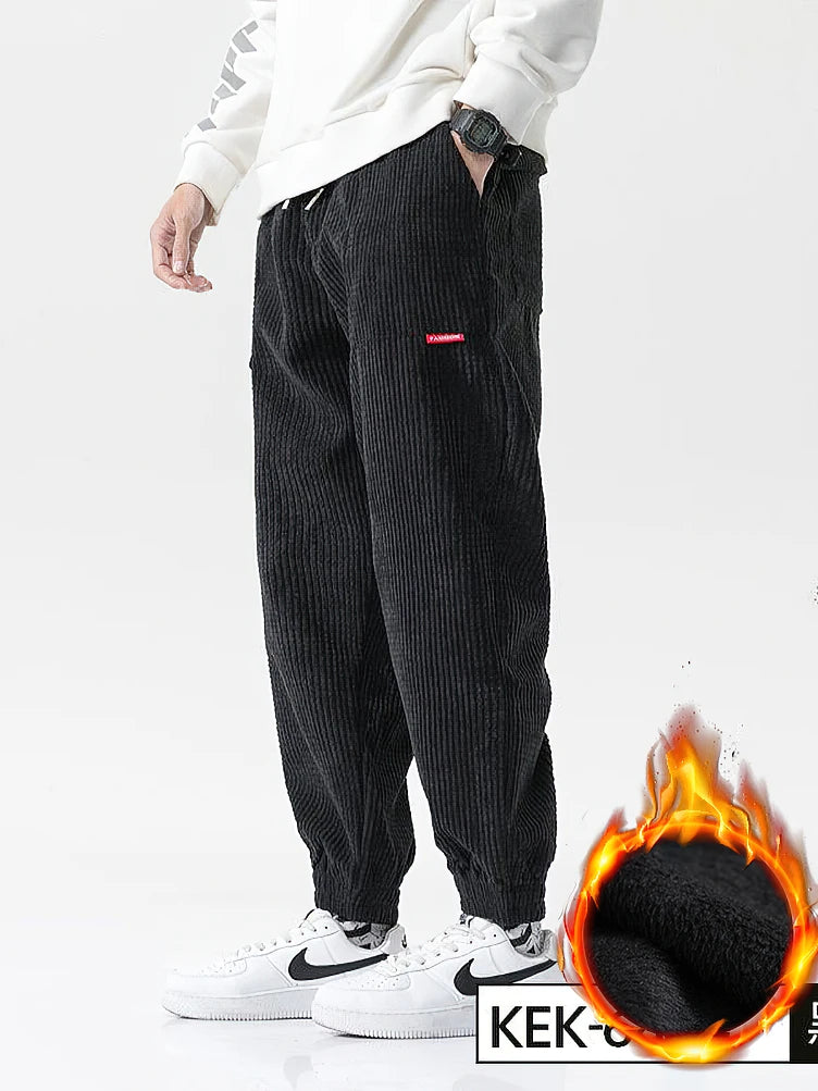 Baggy velours côtelé survêtement pantalon hommes Tech polaire pantalons de survêtement homme automne hiver décontracté sarouel mâle Sport pantalon thermique