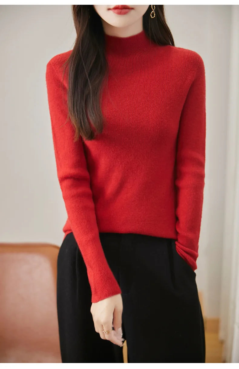 thickened seamless one-piece garment women's half-high collar