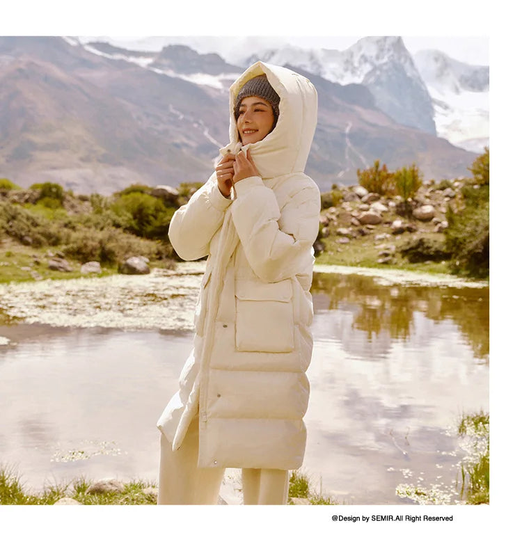 Semir vers le bas manteau femmes longue trois résistant coupe-vent chaud 2025 hiver nouvelle veste polyvalente à capuche ample