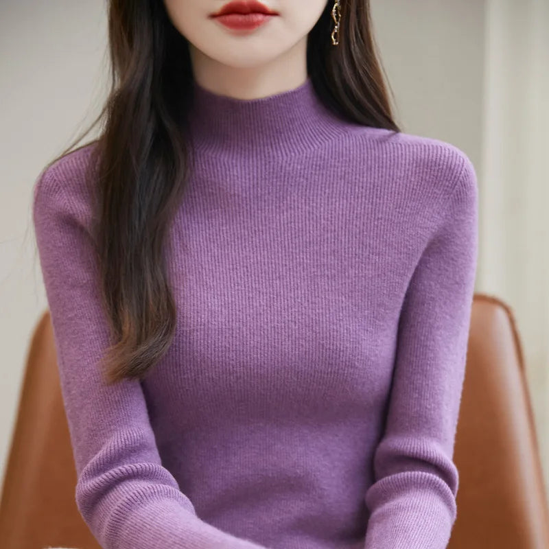 thickened seamless one-piece garment women's half-high collar