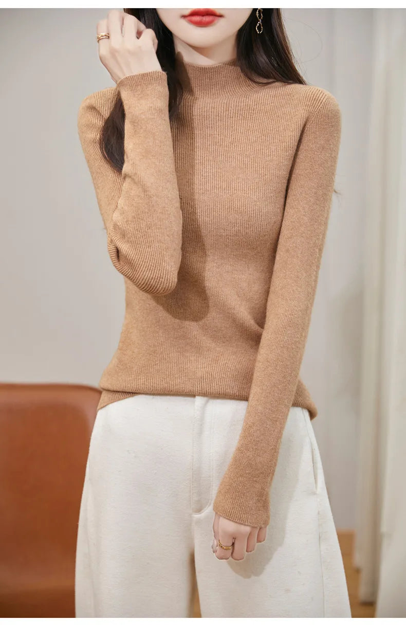 thickened seamless one-piece garment women's half-high collar