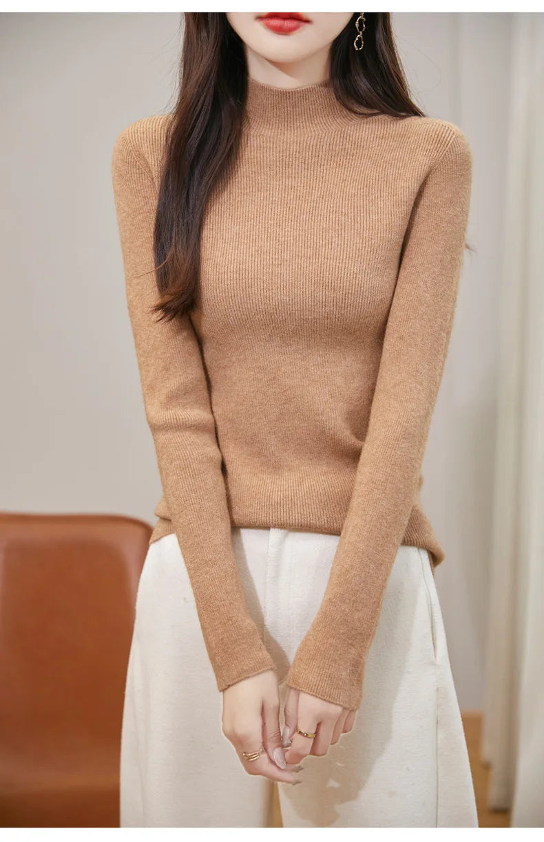 thickened seamless one-piece garment women's half-high collar