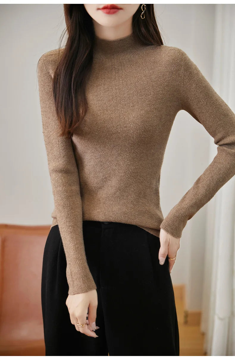 thickened seamless one-piece garment women's half-high collar