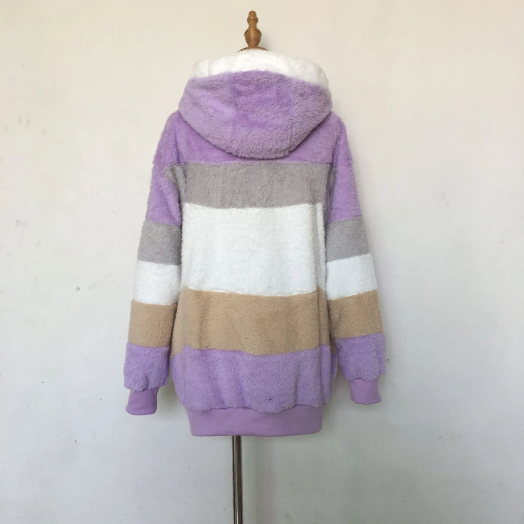 Veste surdimensionnée pour femmes, nouvelle collection automne-hiver 2023, chaud, peluche, poche, capuche, Streetwear, ample, manteau d'extérieur pour dames, Roupas Feminina