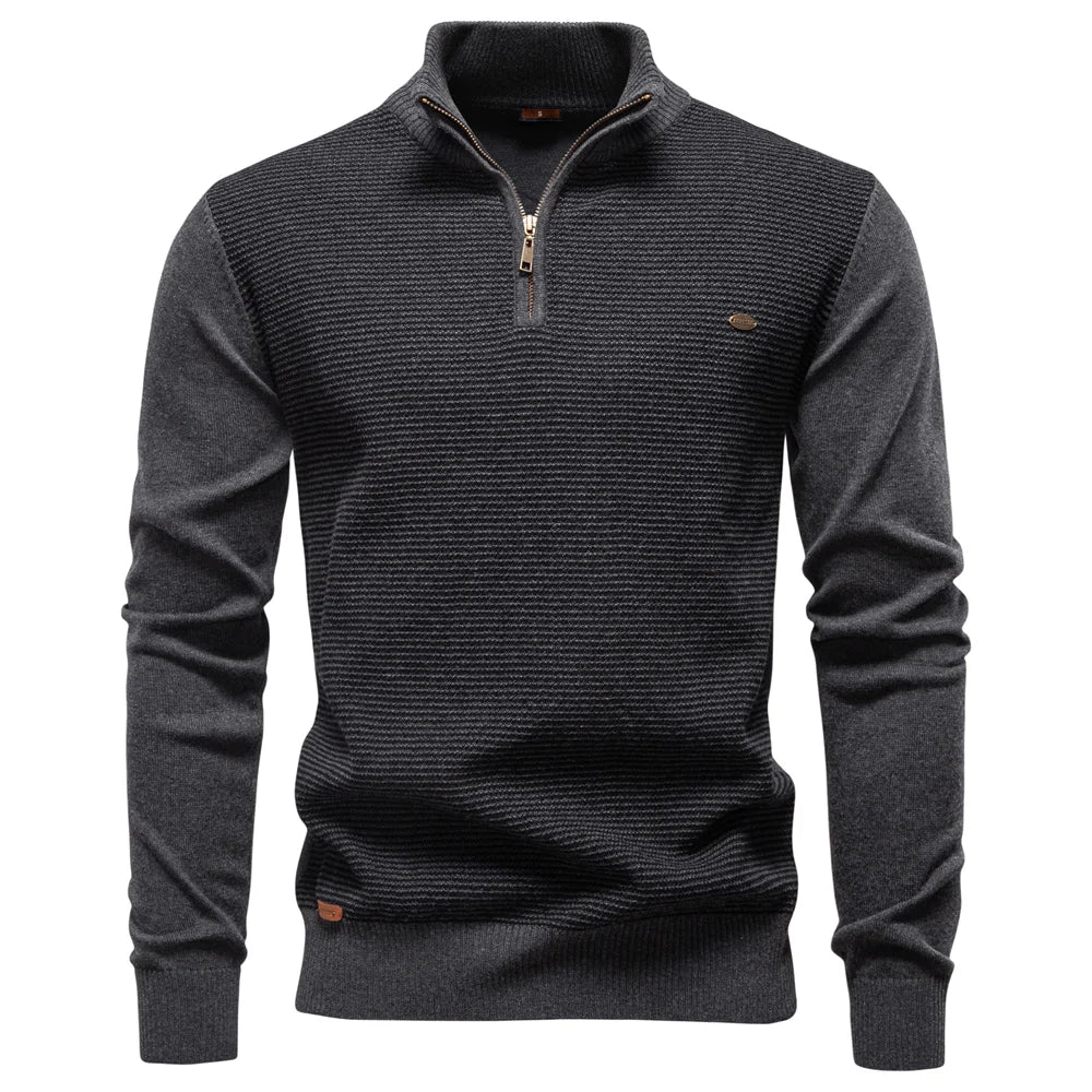 AIOPESON hommes rayé pull couleur unie