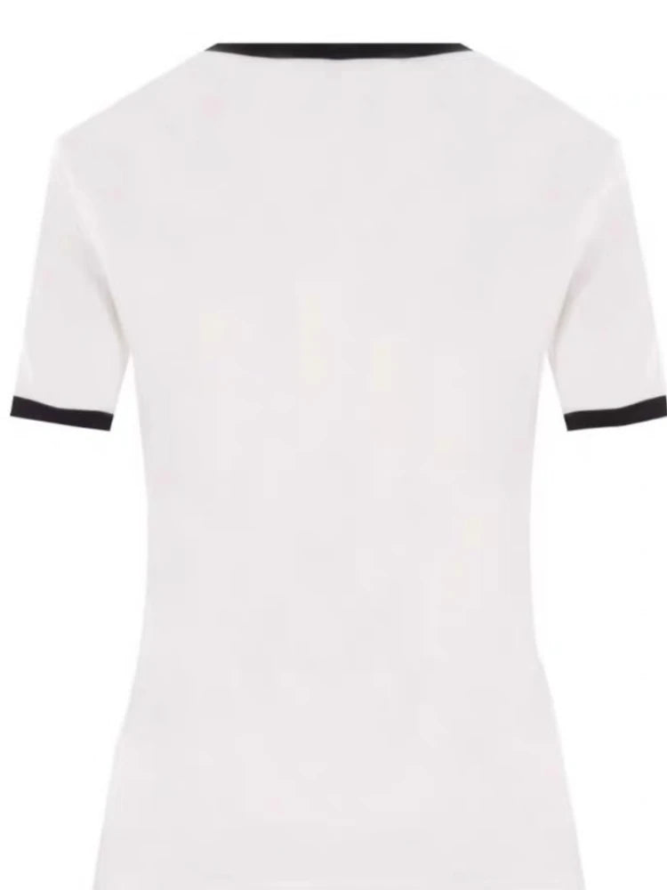 T-shirt rétro américain à manches courtes pour femmes