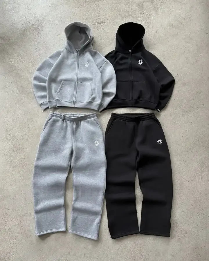2025 nouvelle lettre broderie fermeture éclair décontracté hommes costume Y2K hommes Harajuku mode femmes rétro sweats à capuche Couple sweats pantalons de survêtement