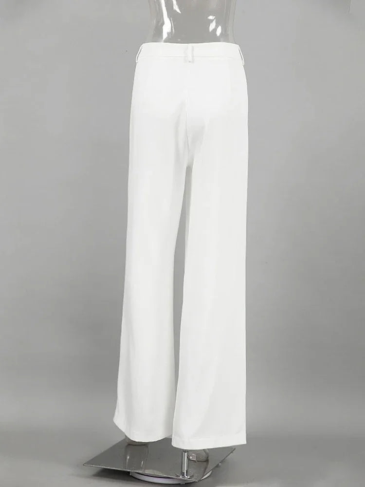 Pantalon taille haute pour femme avec poche,