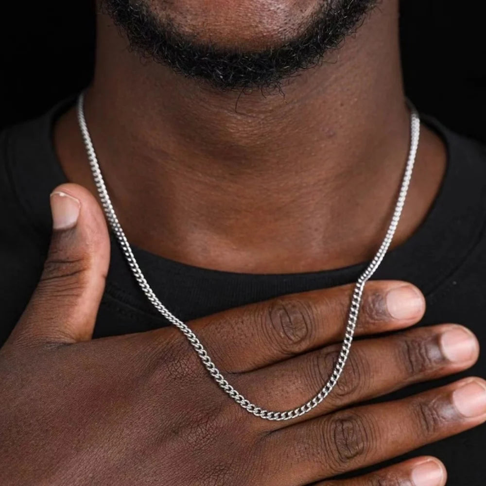 Collier chaîne cubaine pour hommes, 3mm, Simple, en acier inoxydable, à la mode, bijoux en acier titane, accessoires tendance, cadeau