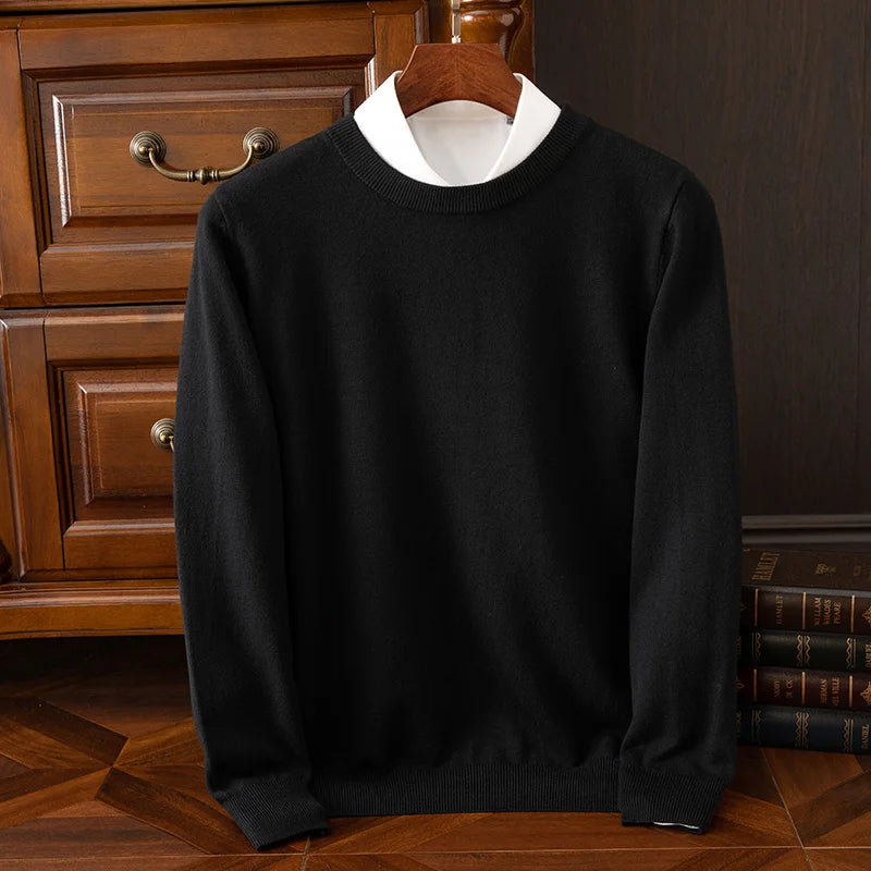 Pull en laine mérinos à col rond pour homme