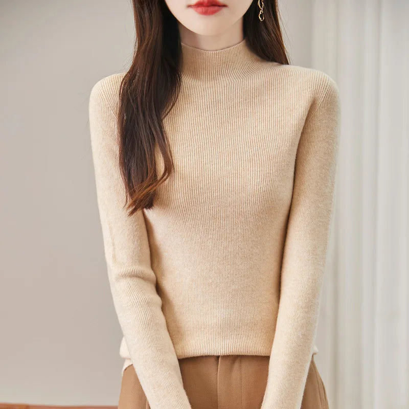 thickened seamless one-piece garment women's half-high collar