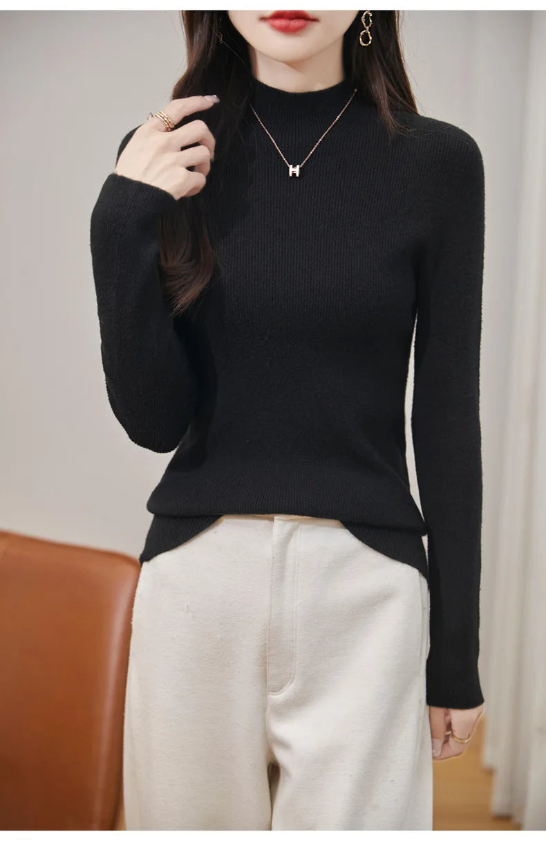 thickened seamless one-piece garment women's half-high collar