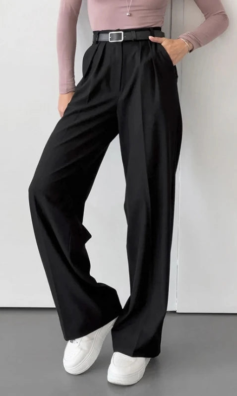 Gris trajet ample jambe large taille haute pantalon décontracté automne mode nouveau pantalon pour femme