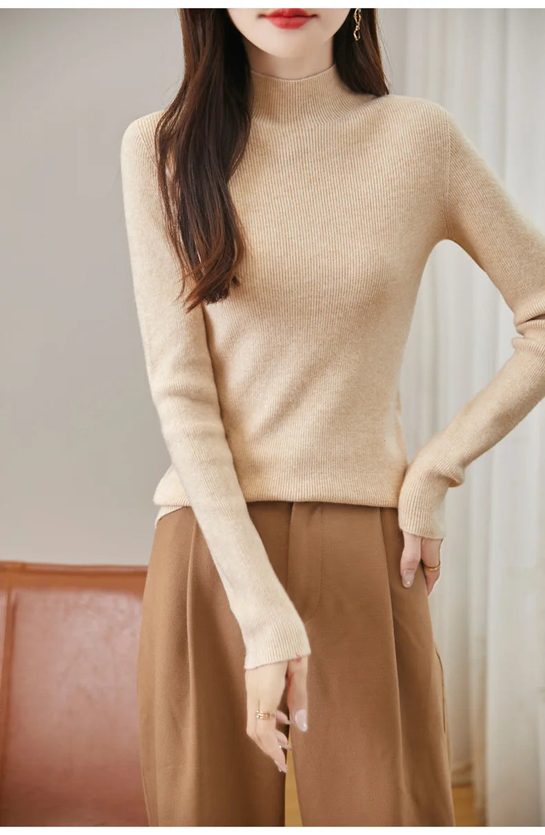 thickened seamless one-piece garment women's half-high collar