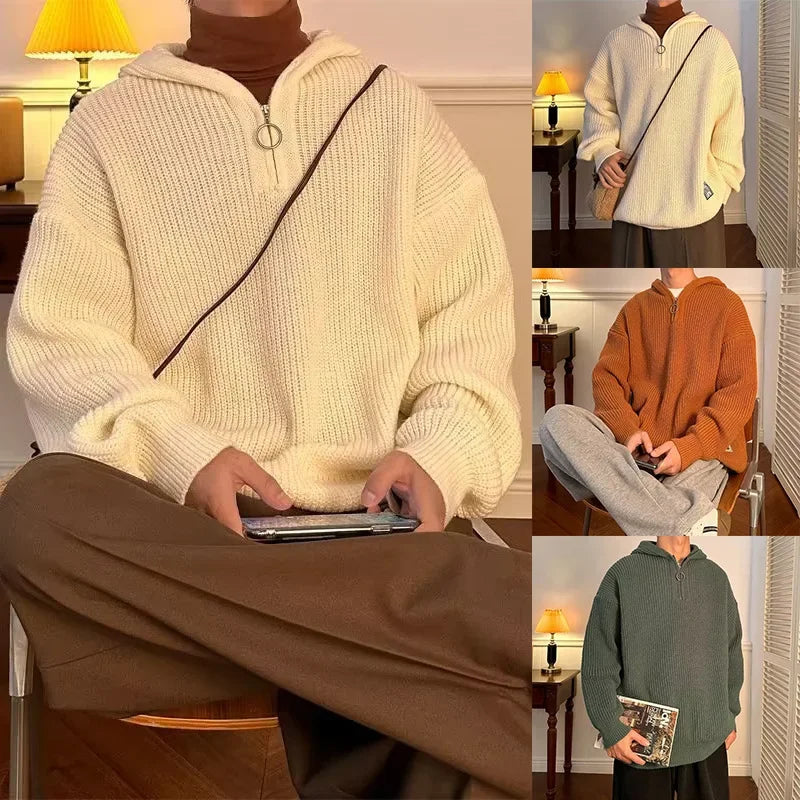 Pull tricoté à col en v pour hommes