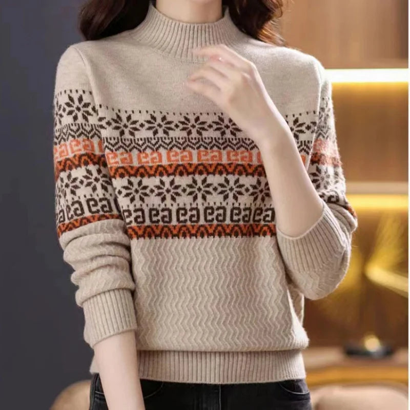 new style jacquard pullover sweater for women,