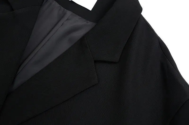 Blazer surdimensionné pour femmes, costume Chic noir