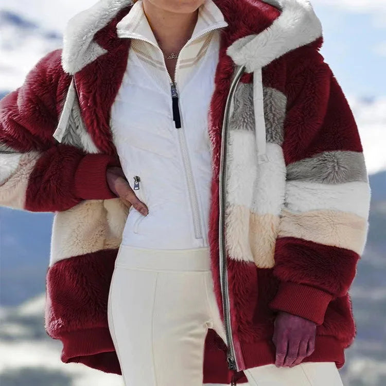 Veste surdimensionnée pour femmes, nouvelle collection automne-hiver 2023, chaud, peluche, poche, capuche, Streetwear, ample, manteau d'extérieur pour dames, Roupas Feminina