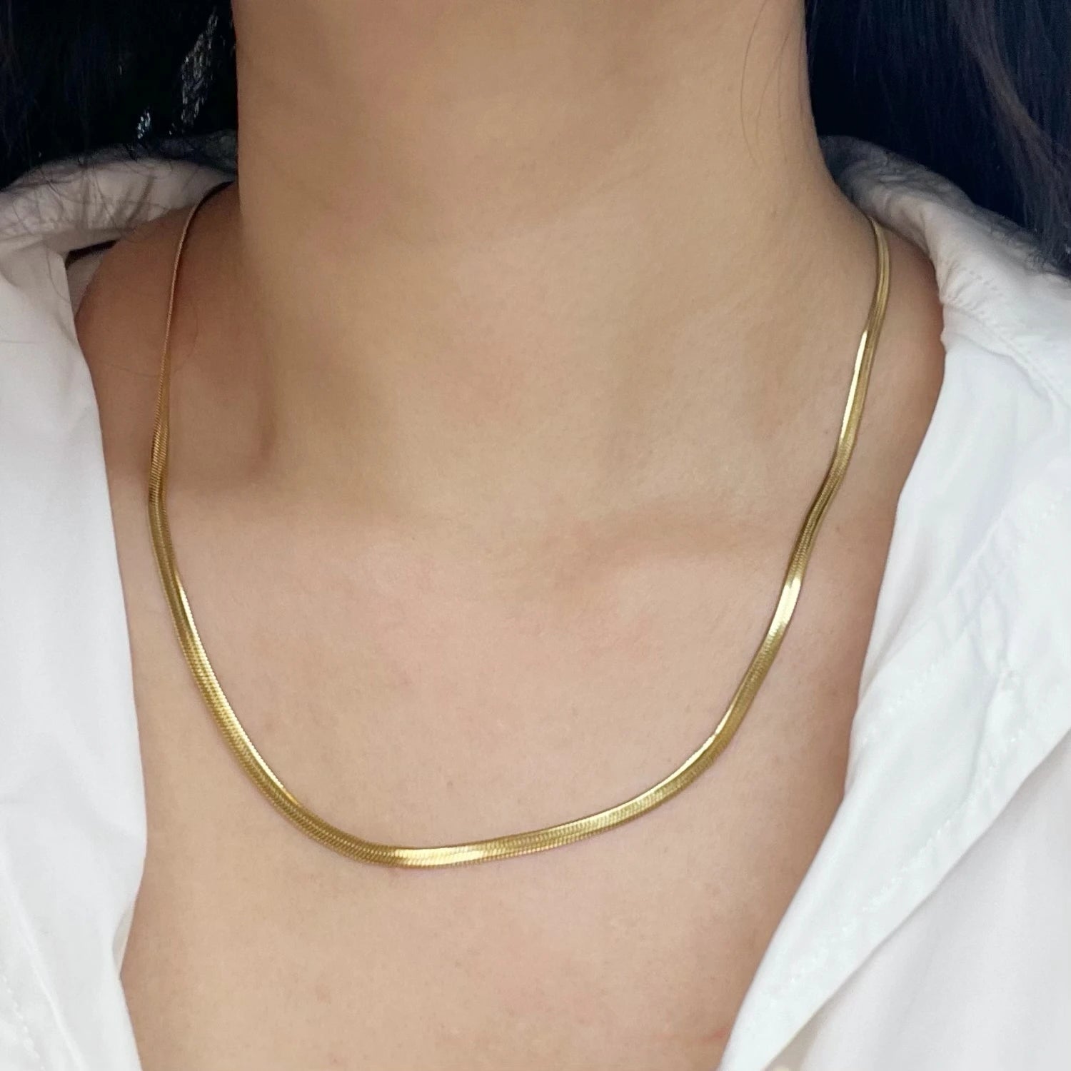 Collier minimaliste unisexe en chaîne serpent, ras du cou en acier inoxydable, couleur or, bijoux à la mode, cadeau pour elle femme et homme