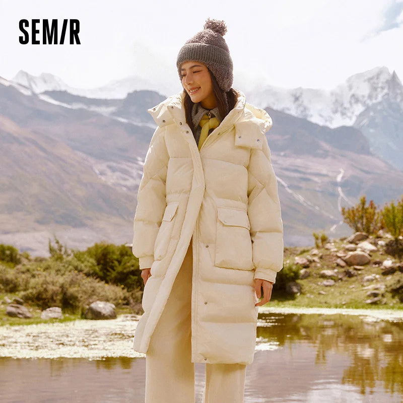 Semir vers le bas manteau femmes longue trois résistant coupe-vent chaud 2025 hiver nouvelle veste polyvalente à capuche ample