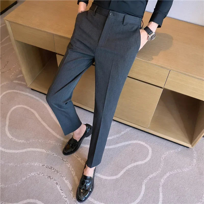 High End Elastic Waistband Suit Pants for Men