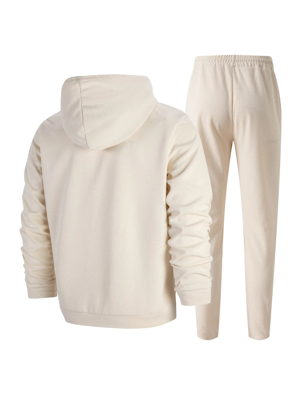 Ensemble pull et pantalon à manches longues pour hommes, gaufré, couleur unie, à capuche, demi-zip, cordon de serrage, nouvelle collection automne