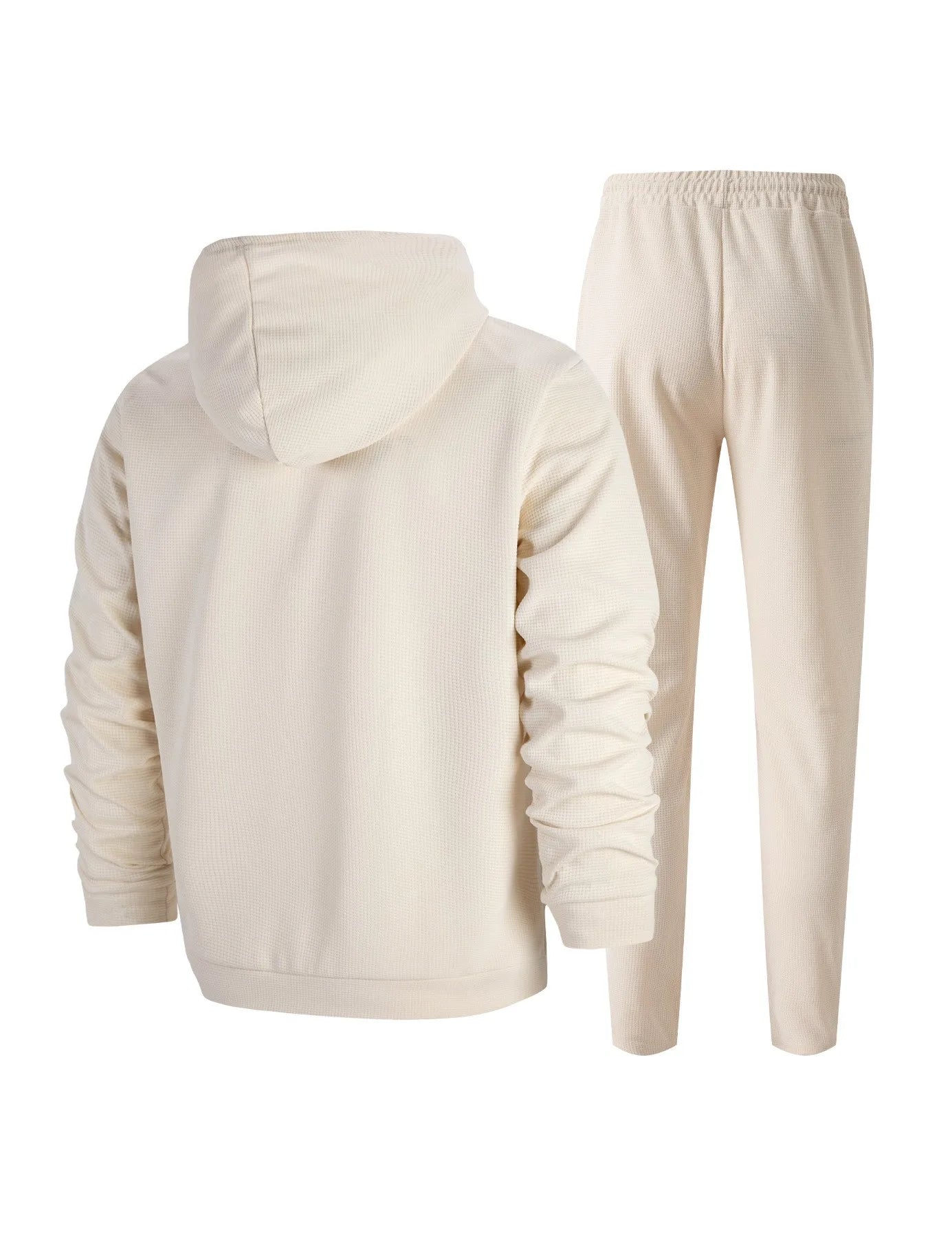 Ensemble pull et pantalon à manches longues pour hommes, gaufré, couleur unie, à capuche, demi-zip, cordon de serrage, nouvelle collection automne