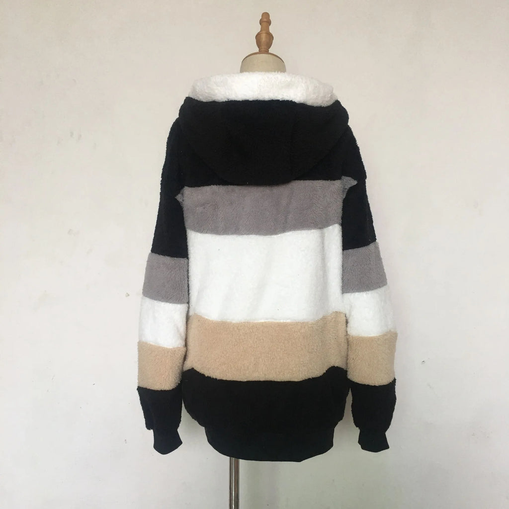 Veste surdimensionnée pour femmes, nouvelle collection automne-hiver 2023, chaud, peluche, poche, capuche, Streetwear, ample, manteau d'extérieur pour dames, Roupas Feminina