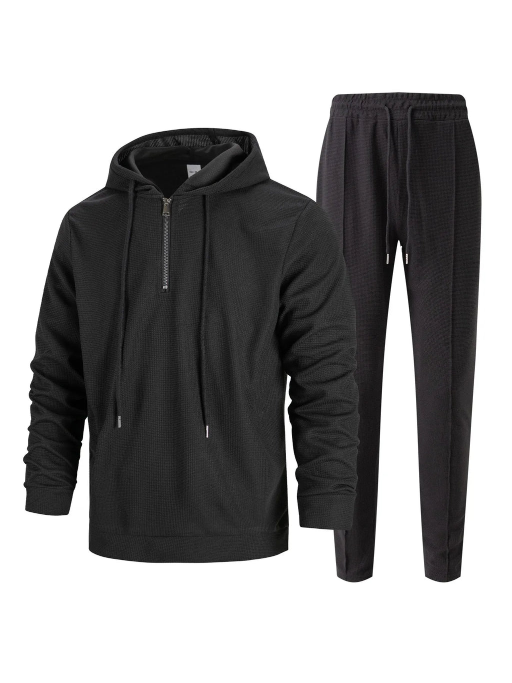 Ensemble pull et pantalon à manches longues pour hommes, gaufré, couleur unie, à capuche, demi-zip, cordon de serrage, nouvelle collection automne