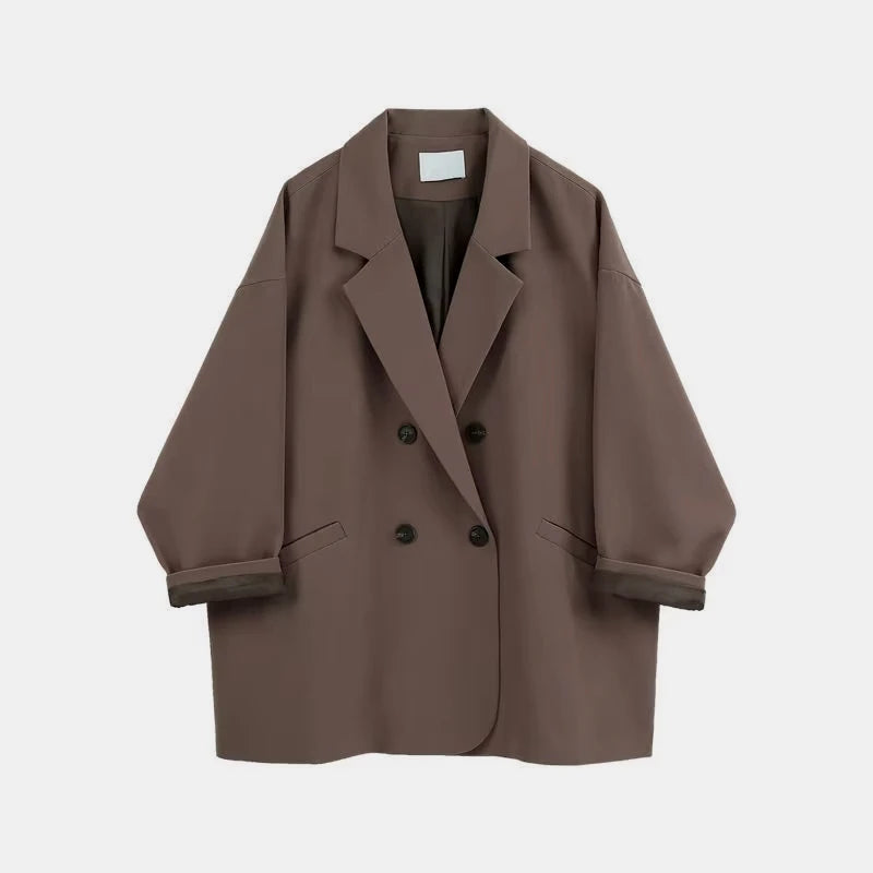 Blazer surdimensionné pour femmes, costume Chic noir