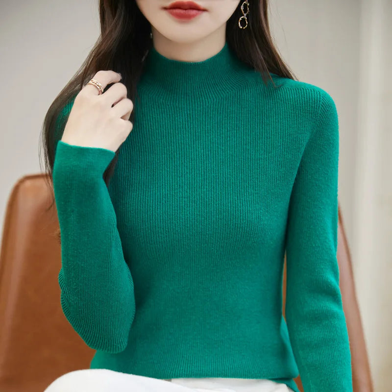 thickened seamless one-piece garment women's half-high collar