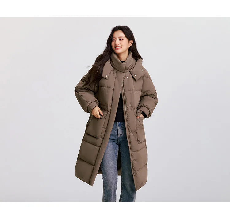 Semir vers le bas manteau femmes longue trois résistant coupe-vent chaud 2025 hiver nouvelle veste polyvalente à capuche ample