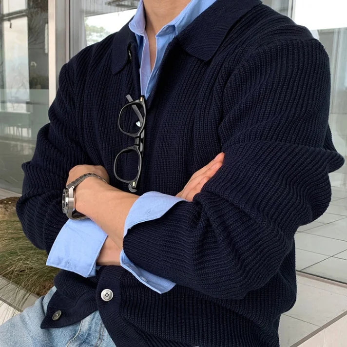 Coréen Streetwear pull zippé Cardigan hommes
