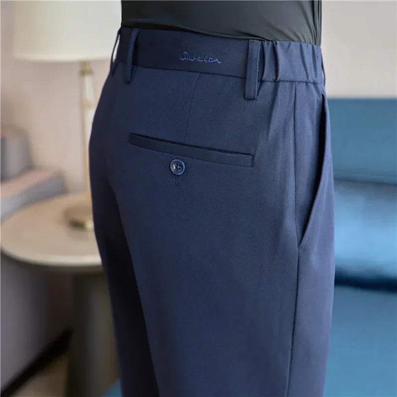 High End Elastic Waistband Suit Pants for Men