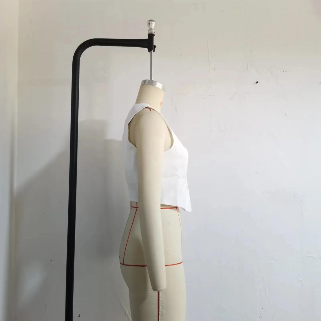 TRAFZA-Gilet Court pour Femme, Col en V, Simple Boutonnage, Vintage, Streetwear Décontracté, Haut Chic Sauvage, Nouvelle Mode, Été