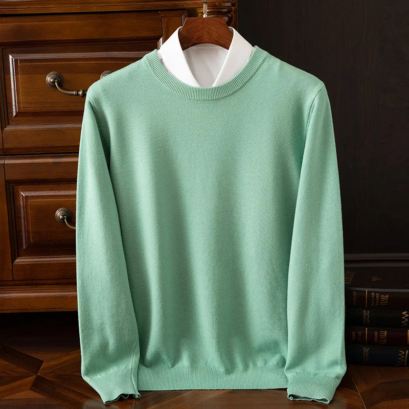 Pull en laine mérinos à col rond pour homme