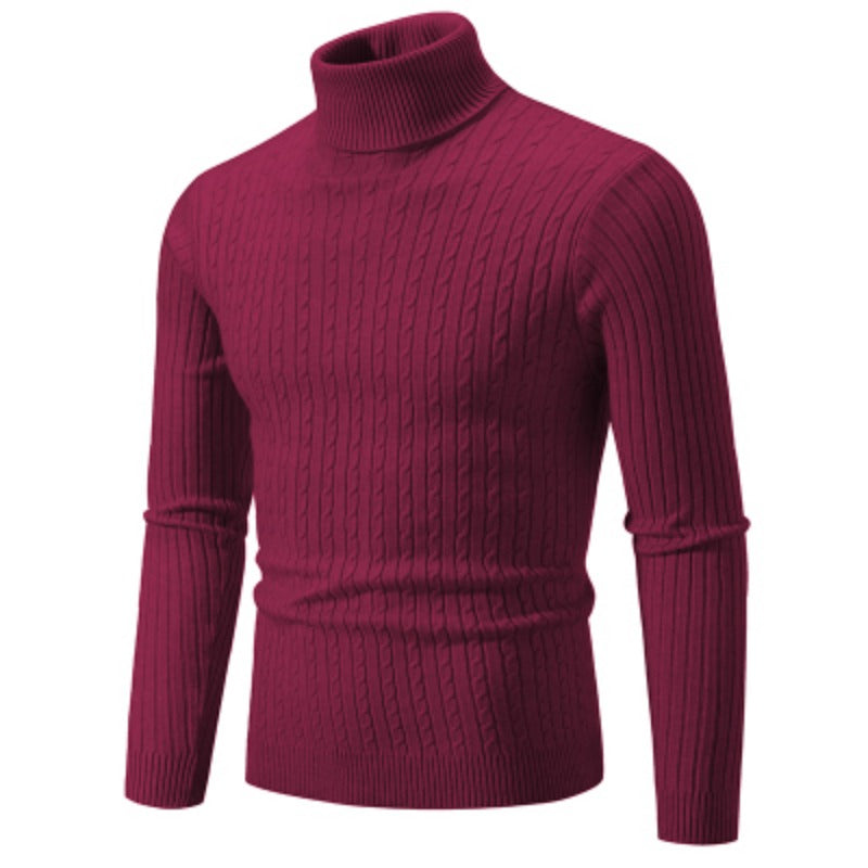 Pull en laine à col roulé pour hommes, pull à col roulé, vêtements de survêtement décontractés, document solide, hiver, extérieur, nouveau